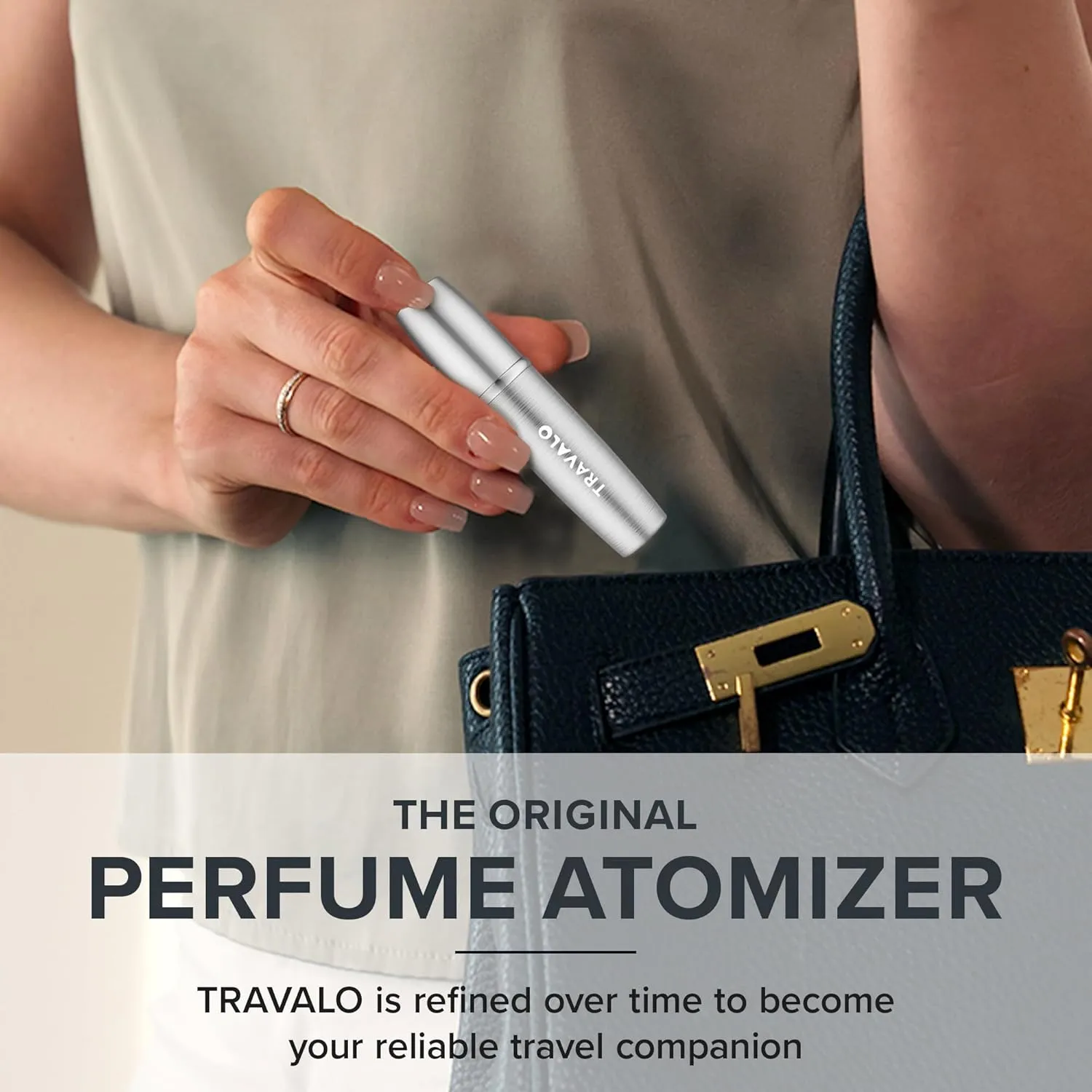 Travalo LUX Perfume Atomizer Bundle - Leak-Proof and TSA Approved for Air Travel - Reusable, Easy Fill Mini Pump Sprayer - Lightweight, Brushed Polished Metal - Gold, Black, Silver - 3 Pack