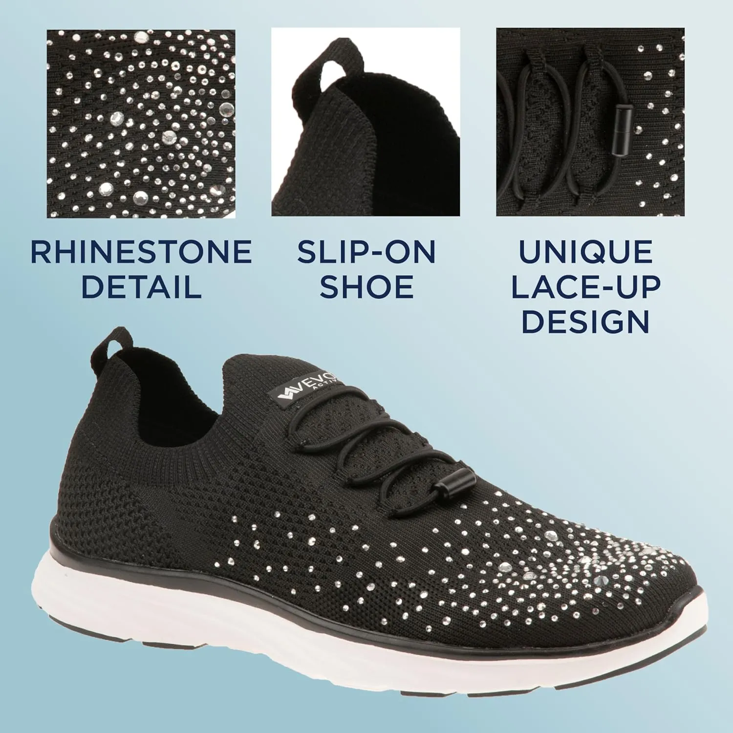 Vevo Active Women's Steffi Rhinestone Embellished Slip-On Sneaker