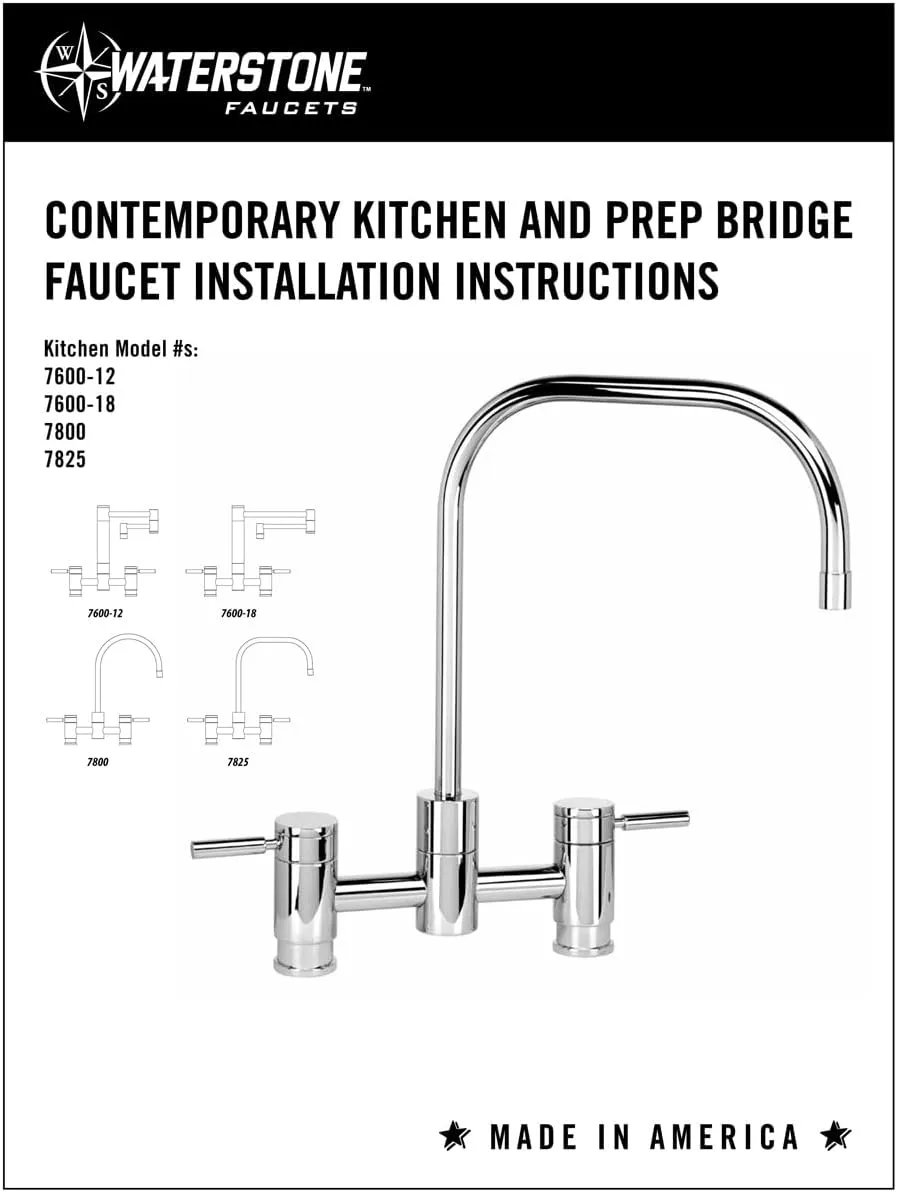 Waterstone 7800-4-PG Parche Bridge Faucet 4pc. Suite Polished Gold