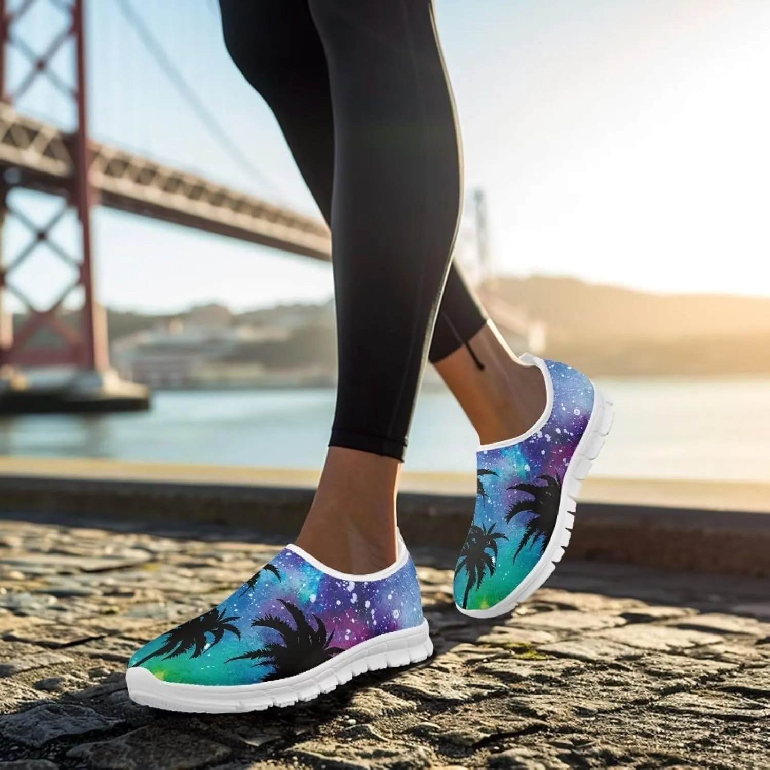 Women Low Top Casual Sneaker Slip On Soft Flat Loafers Comfortable Walking Sports Shoes for Outdoor Athletic Running