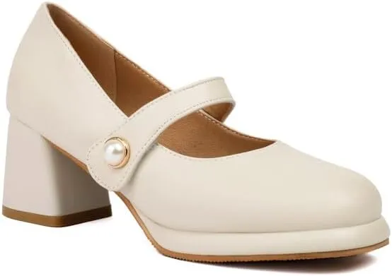 Women Platform Mary Jane Pumps Shoes Square Toe Chunky High Heels