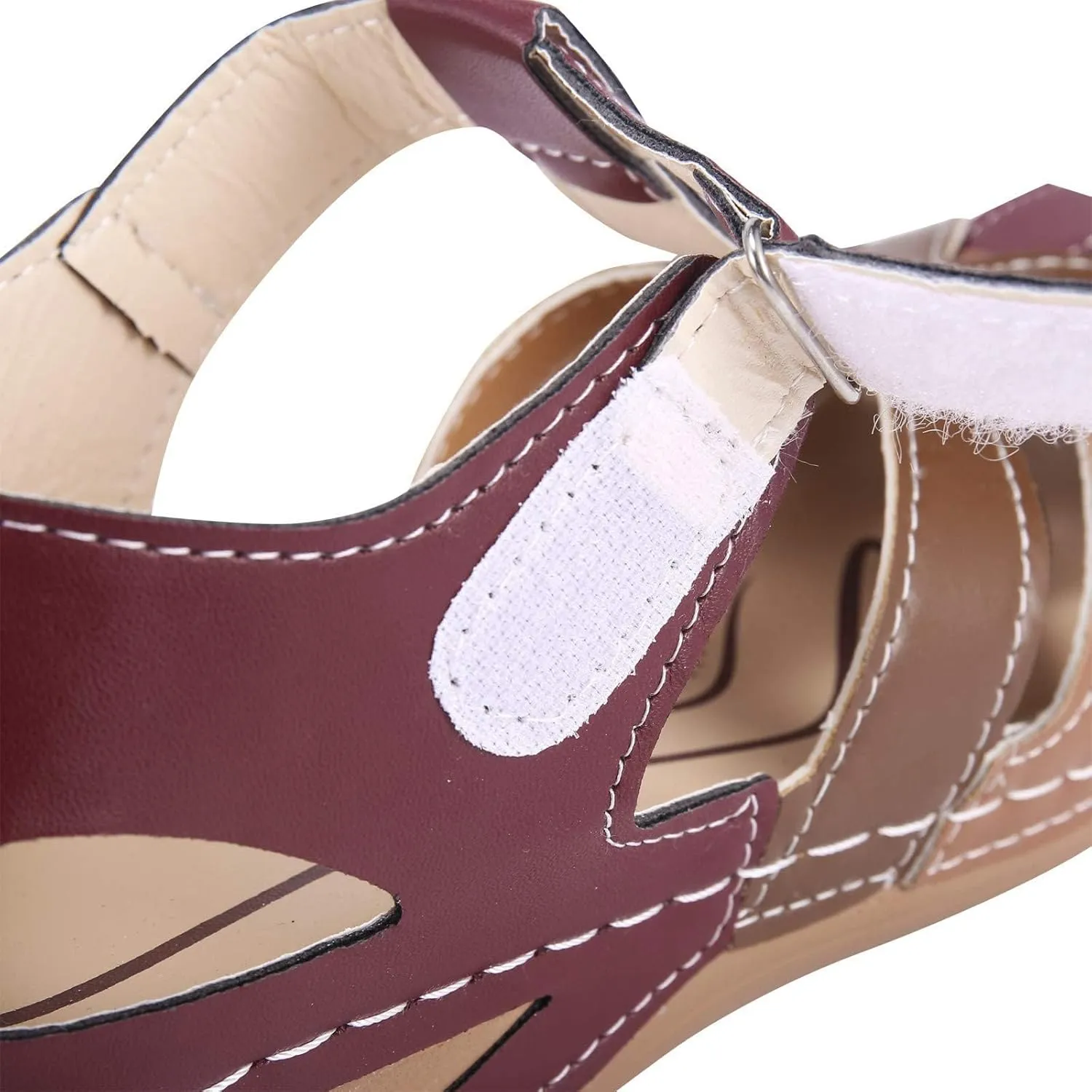 Women'S Ankle Strap Closed Toe Orthopedic Sandals Comfy Wedge Platform Beach Hook and Loop Gladiator Sandals Casual Bohemia Outdoor Hollow Sandals