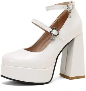 Women's Chunky Heel Platform Mary Janes Pumps