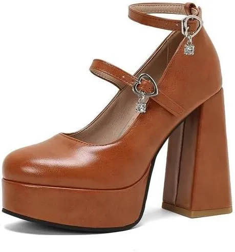 Women's Chunky Heel Platform Mary Janes Pumps