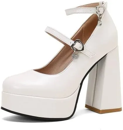Women's Chunky Heel Platform Mary Janes Pumps