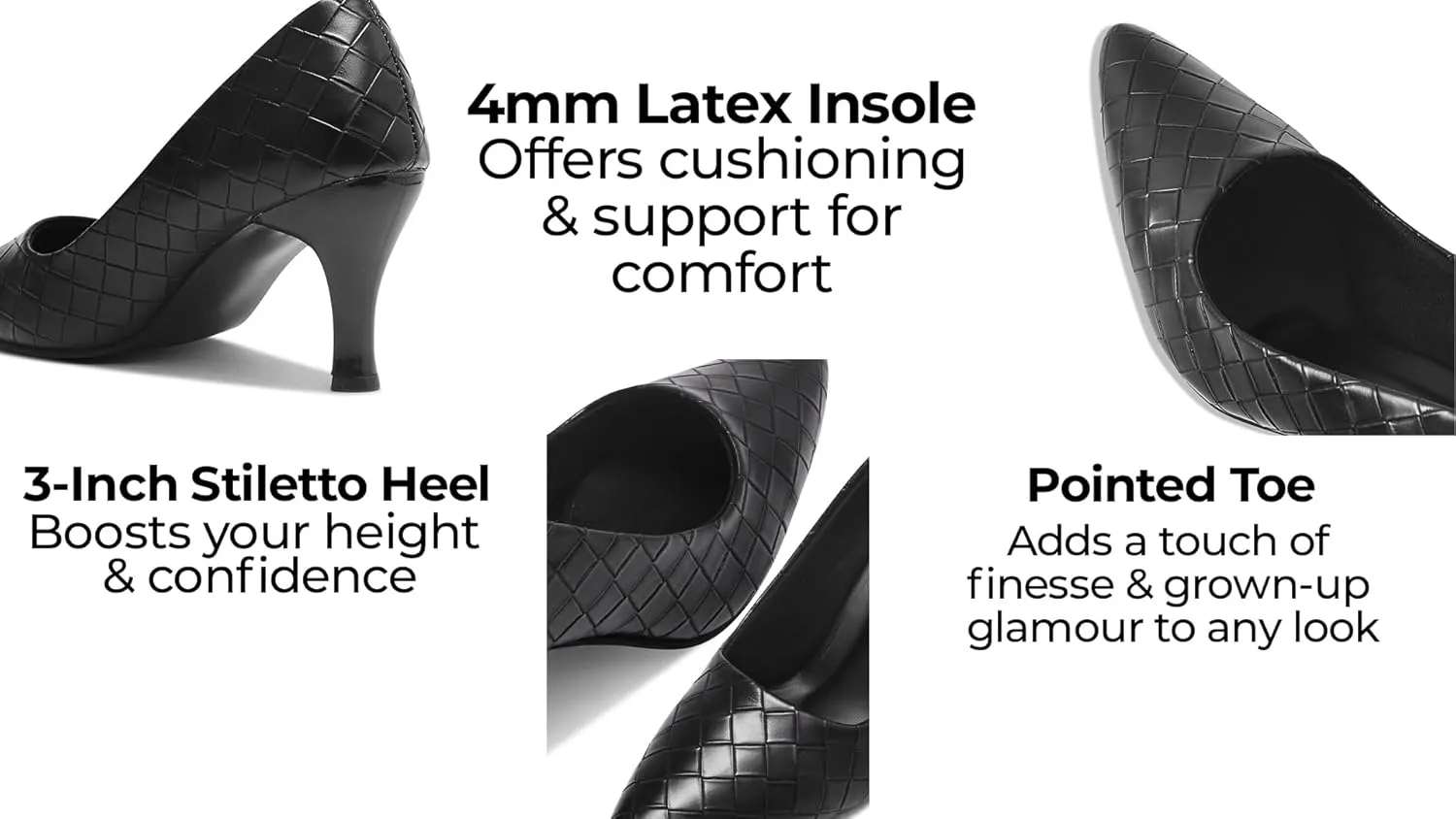 Women’s Classic Black Heels – Pointed Toe High Heel Pump – Elegant Stiletto Heels for Office, Party, or Evening Wear