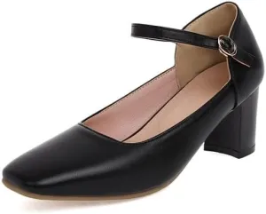 Women's Classic Round Heel Mary Janes Pumps