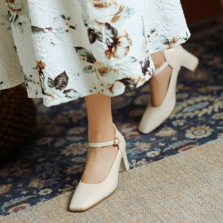 Women's Classic Round Heel Mary Janes Pumps