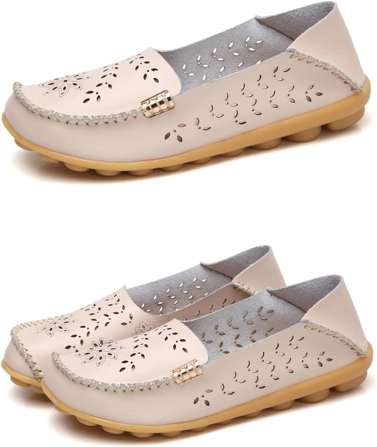 Women's Comfort Walking Boat Shoe Slip on Flat Shoes Ladies Dressy Moccasins Driving Penny Loafers Leather Breathable On Nurse Loafer Round Toe Wild Fashion Soft Orthopedic Sole Flats Casual