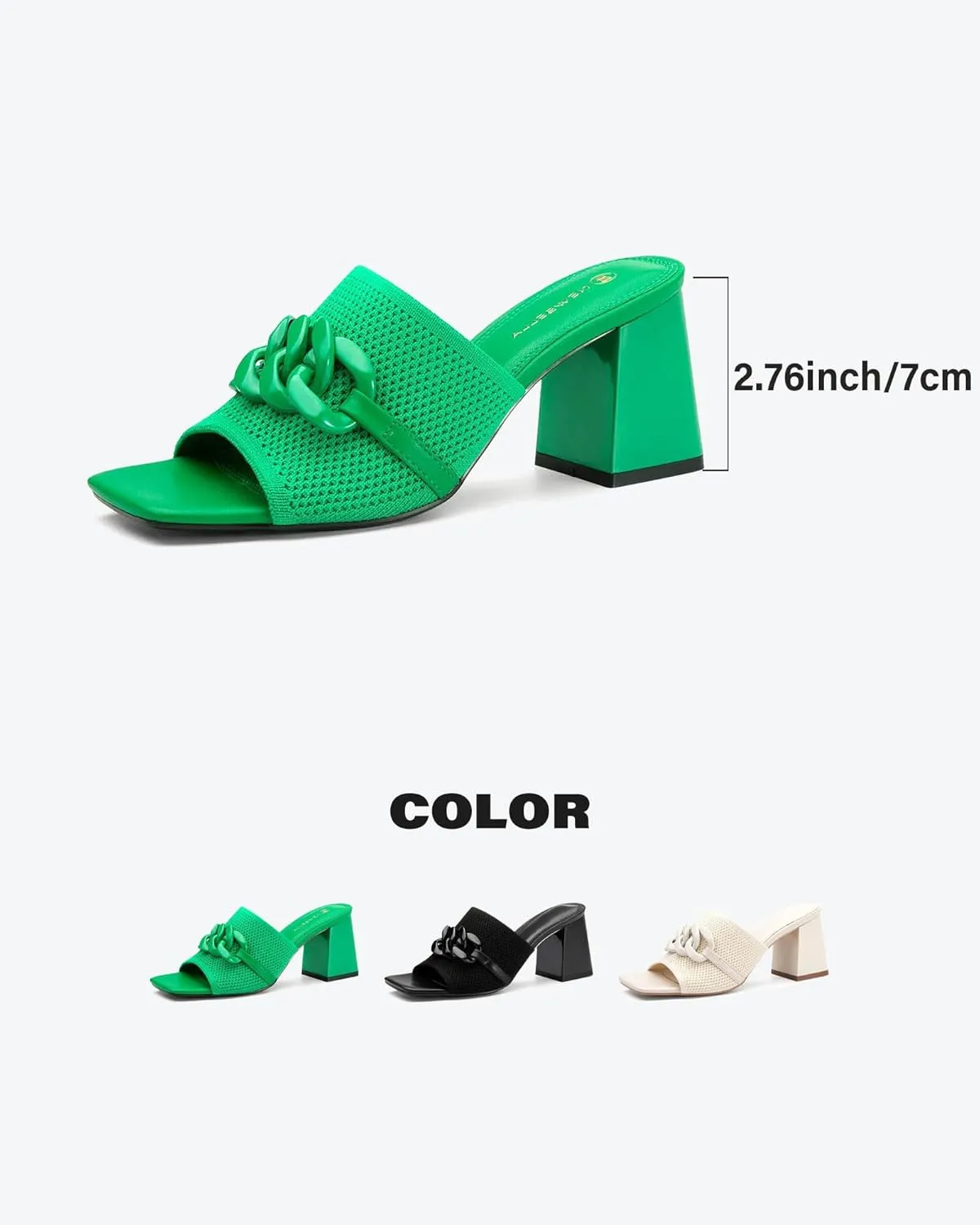 Women's Elegant Square Toe Chain Heeled Sandals Pump Shoes