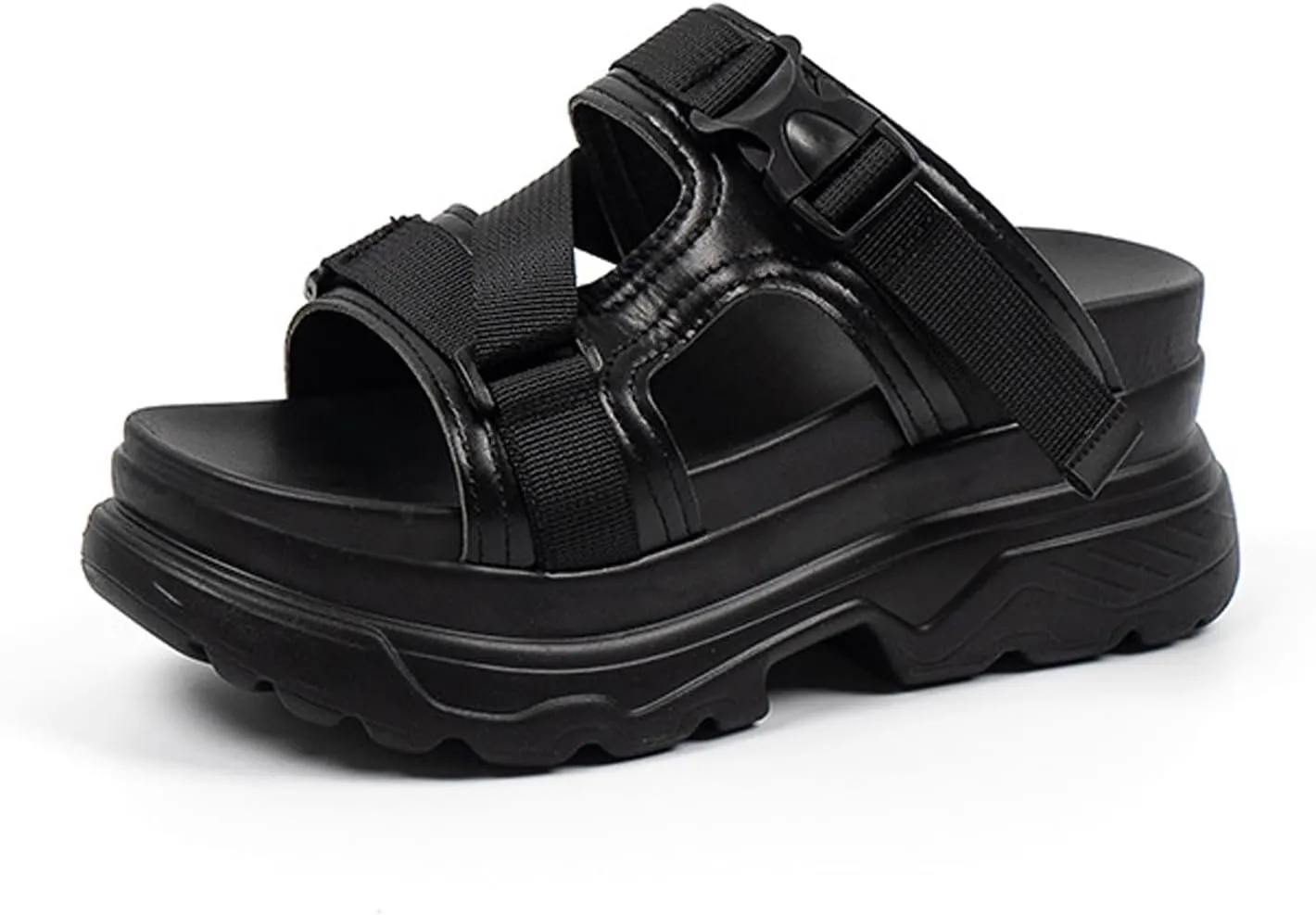 Women's Fish Mouth Platform Slip-On Walking Sandals Fashionable Open Toe Arch Support Non-Slip Heightened Wedge Heel Outdoor Summer Mam Sport Sandals