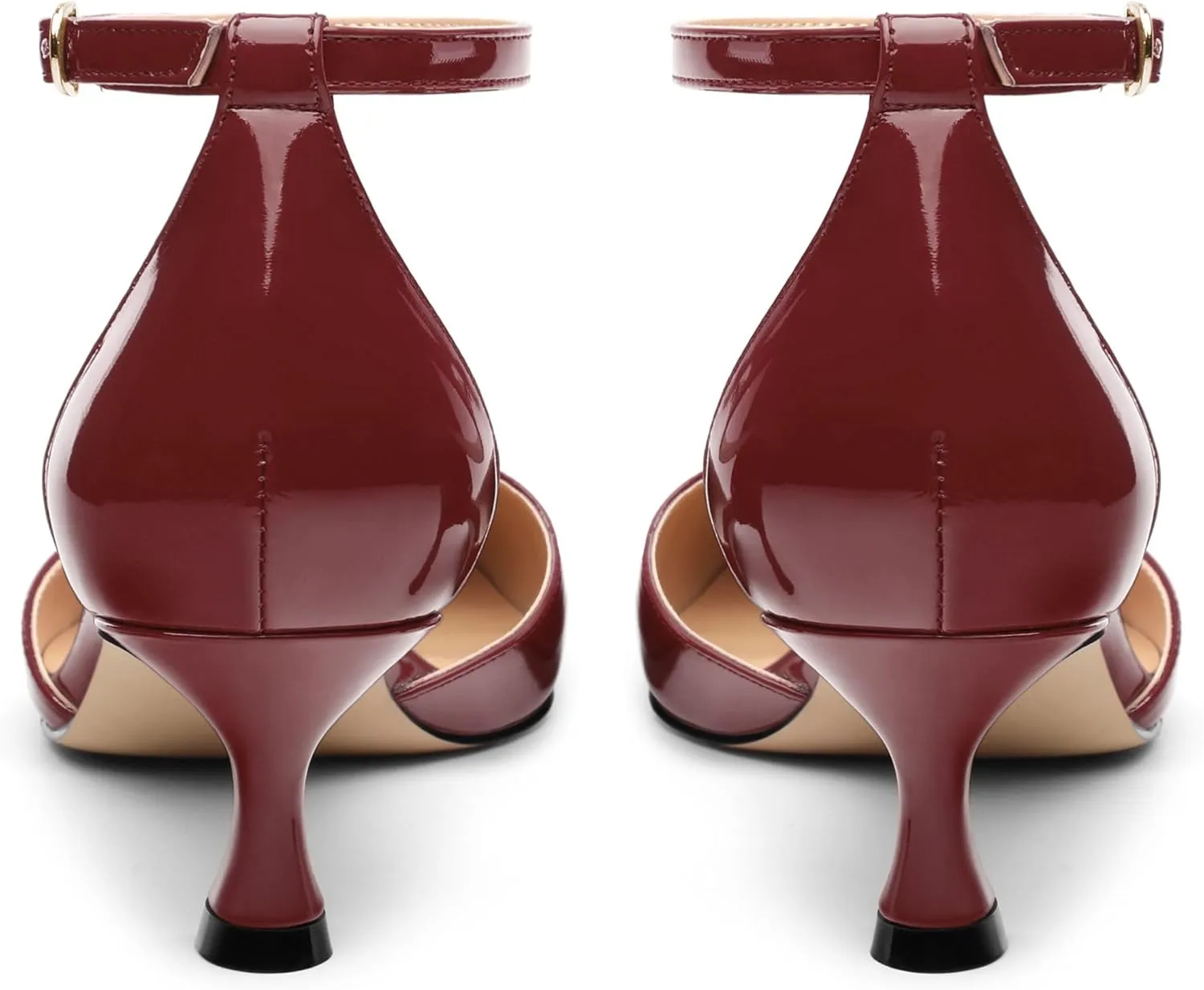 Womens Kitten Low Heels, Ankle Strap Pumps Pointed Closed Toe Heels for Women Dress Shoes Party Office Wedding 2 Inch