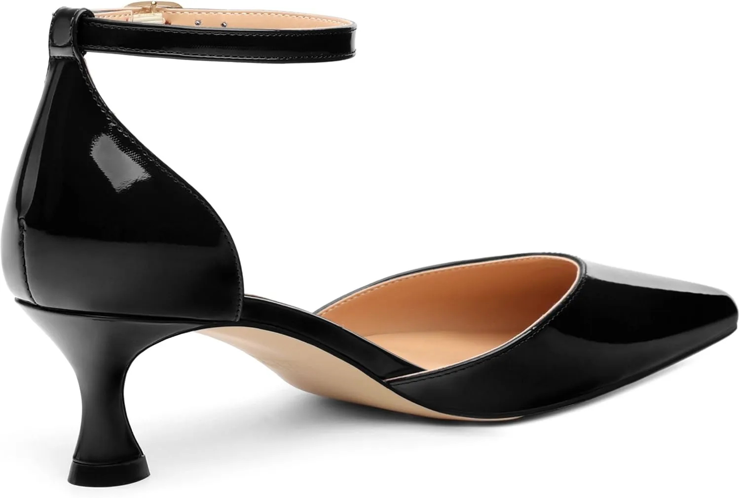 Womens Kitten Low Heels, Ankle Strap Pumps Pointed Closed Toe Heels for Women Dress Shoes Party Office Wedding 2 Inch