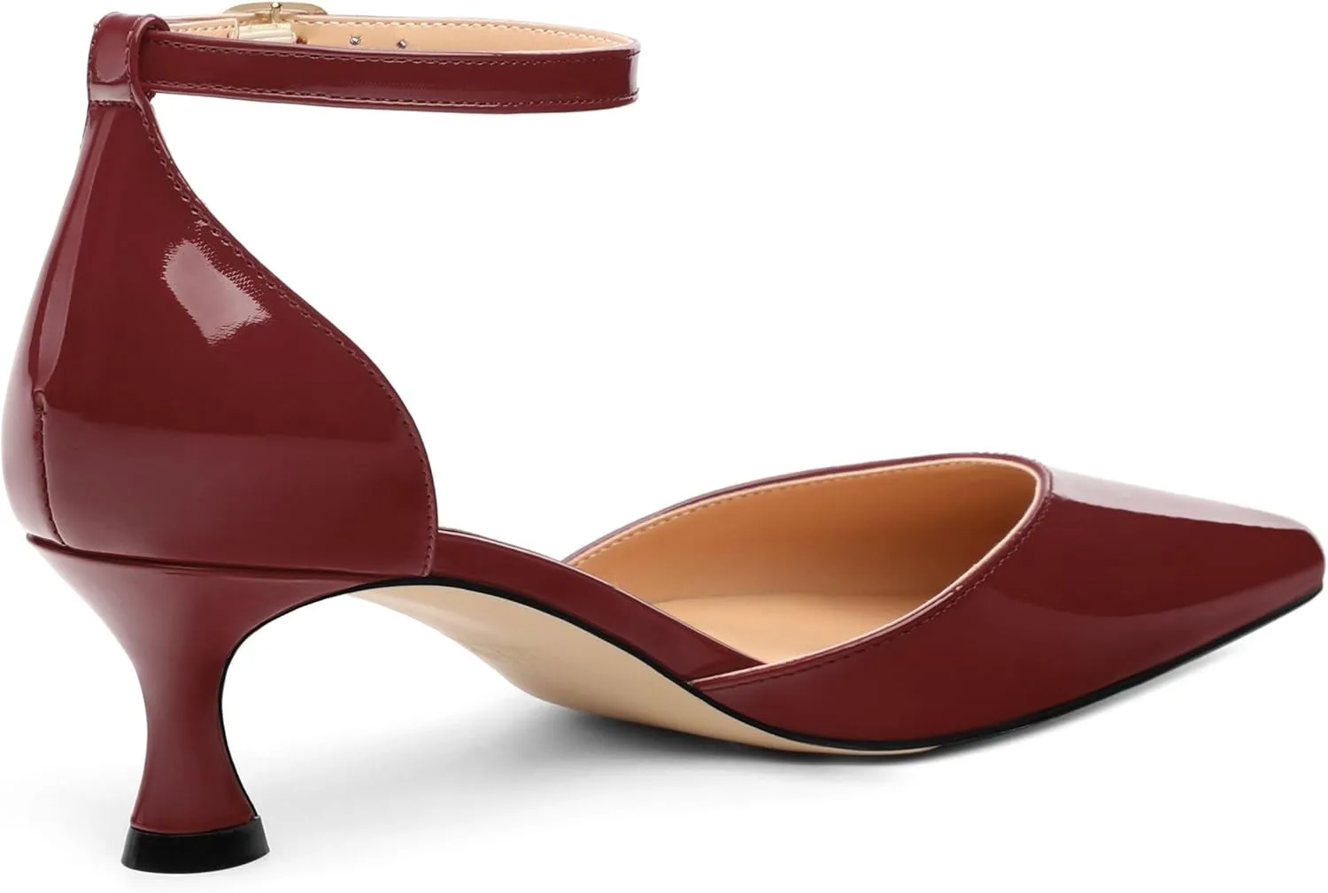 Womens Kitten Low Heels, Ankle Strap Pumps Pointed Closed Toe Heels for Women Dress Shoes Party Office Wedding 2 Inch