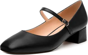 Women's Mary Jane Pumps With Low Block Heel and Square Toe - 1.3" Daily Shoes