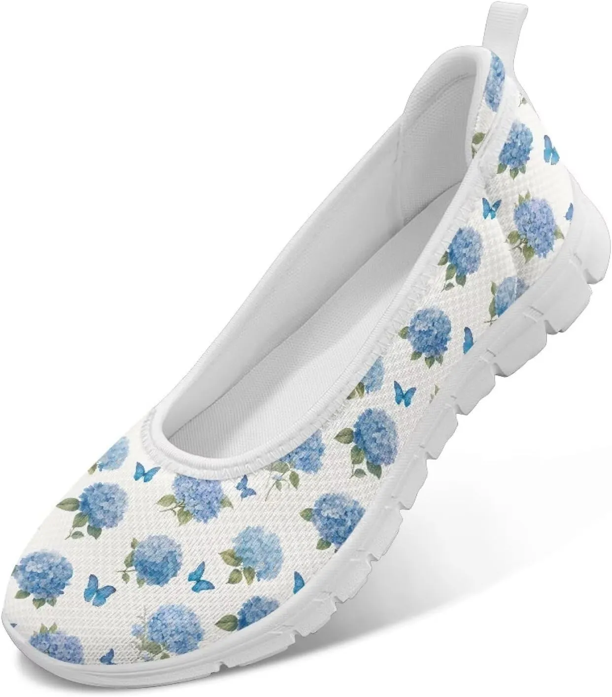 Women's Mesh Flats Shoes Breathable Slip on Shoes Casual Flats Comfortable Walking Shoes White Sole
