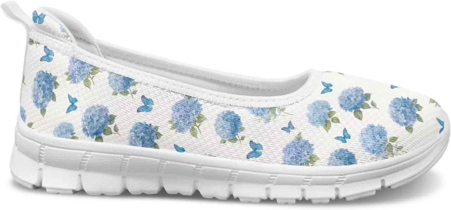 Women's Mesh Flats Shoes Breathable Slip on Shoes Casual Flats Comfortable Walking Shoes White Sole