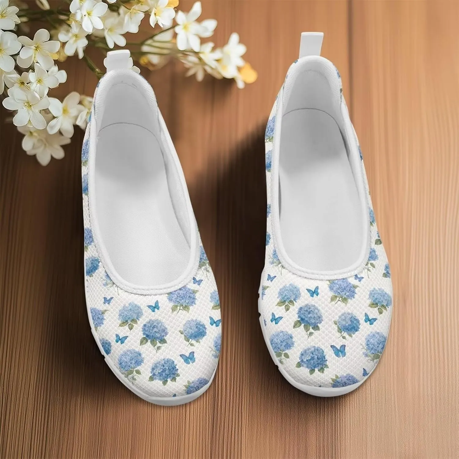 Women's Mesh Flats Shoes Breathable Slip on Shoes Casual Flats Comfortable Walking Shoes White Sole