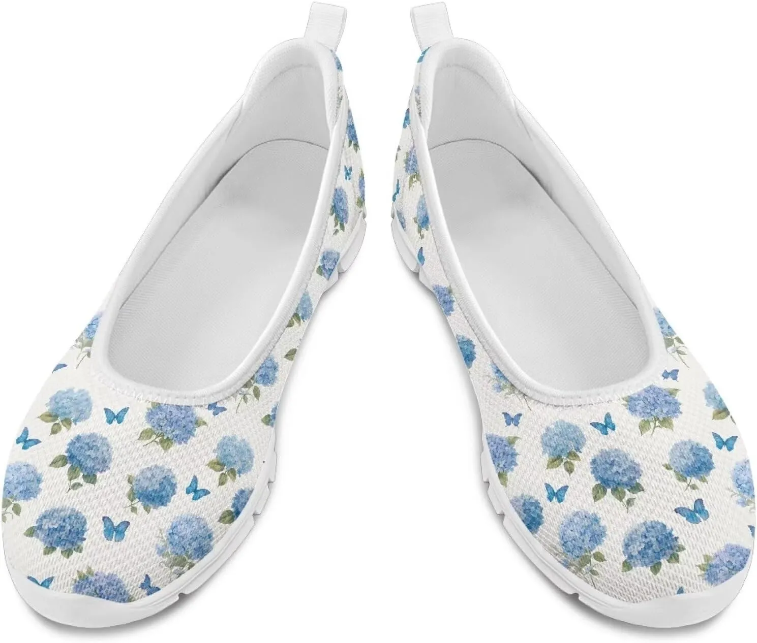 Women's Mesh Flats Shoes Breathable Slip on Shoes Casual Flats Comfortable Walking Shoes White Sole