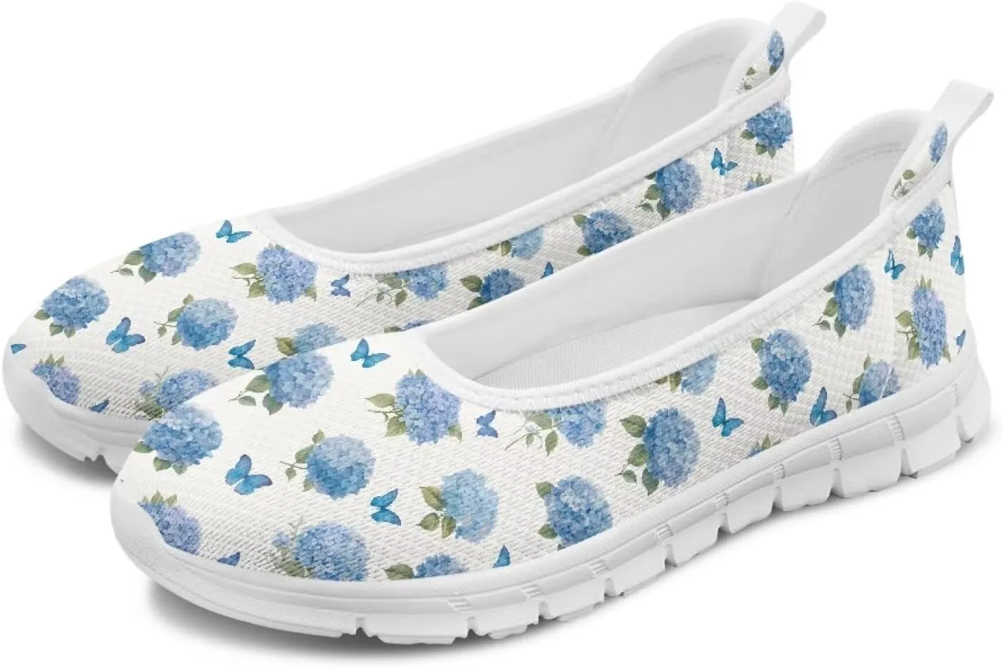 Women's Mesh Flats Shoes Breathable Slip on Shoes Casual Flats Comfortable Walking Shoes White Sole