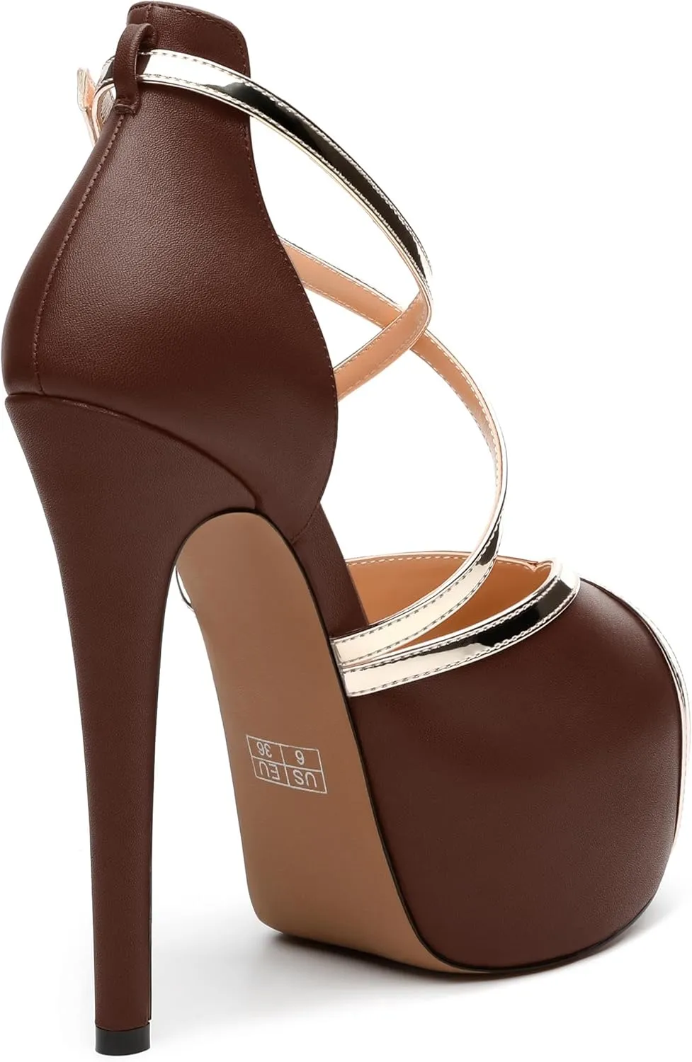 Womens Platform Sandals Stiletto Heels Round Toe High Heels Fashion Cross Body Strap Open Toe Buckle Heeled Sandal Shoes