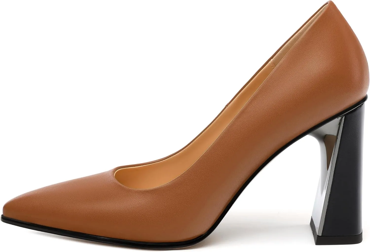 Womens Pumps, Pointed Closed Toe High Heels, Slip On Fashion Chunky Heel Work Dress Office Wedding Party Shoes