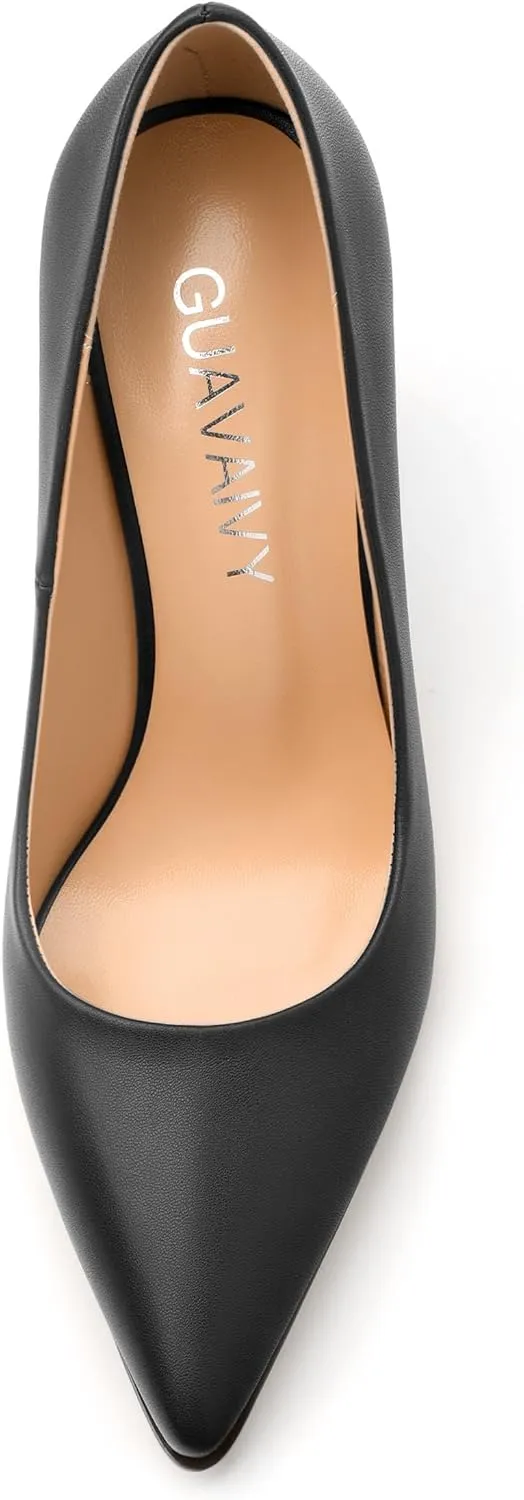 Womens Pumps, Pointed Closed Toe High Heels, Slip On Fashion Chunky Heel Work Dress Office Wedding Party Shoes