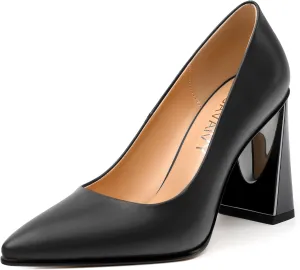 Womens Pumps, Pointed Closed Toe High Heels, Slip On Fashion Chunky Heel Work Dress Office Wedding Party Shoes