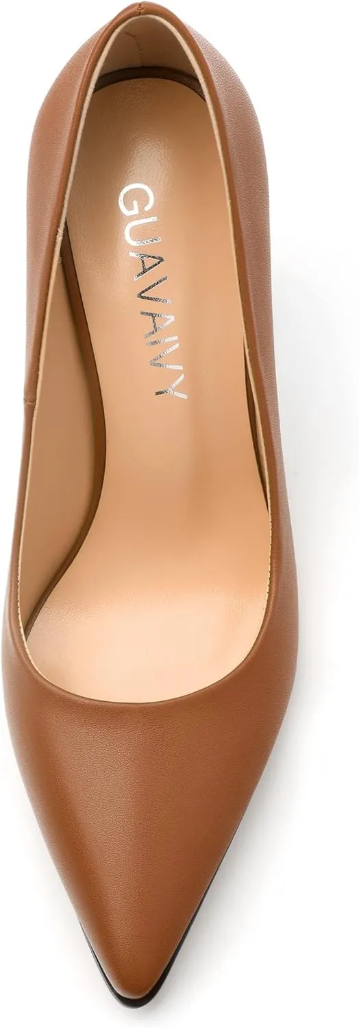 Womens Pumps, Pointed Closed Toe High Heels, Slip On Fashion Chunky Heel Work Dress Office Wedding Party Shoes