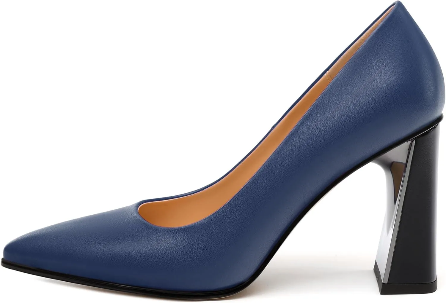 Womens Pumps, Pointed Closed Toe High Heels, Slip On Fashion Chunky Heel Work Dress Office Wedding Party Shoes