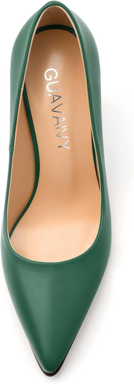 Womens Pumps, Pointed Closed Toe High Heels, Slip On Fashion Chunky Heel Work Dress Office Wedding Party Shoes