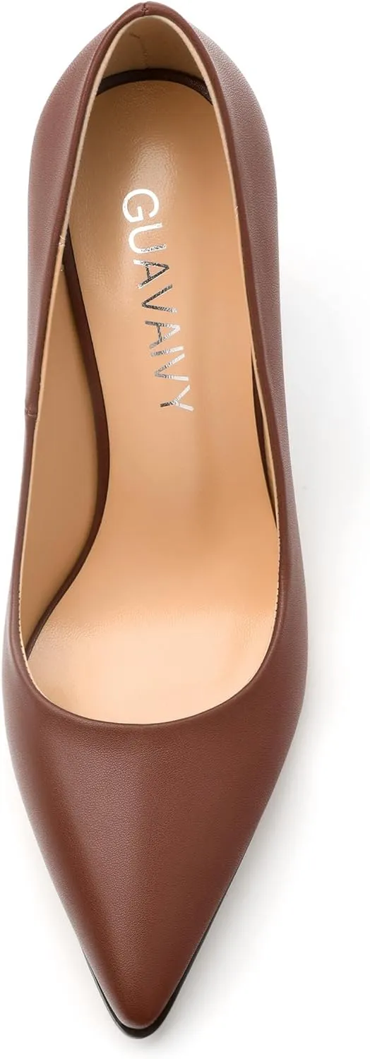 Womens Pumps, Pointed Closed Toe High Heels, Slip On Fashion Chunky Heel Work Dress Office Wedding Party Shoes