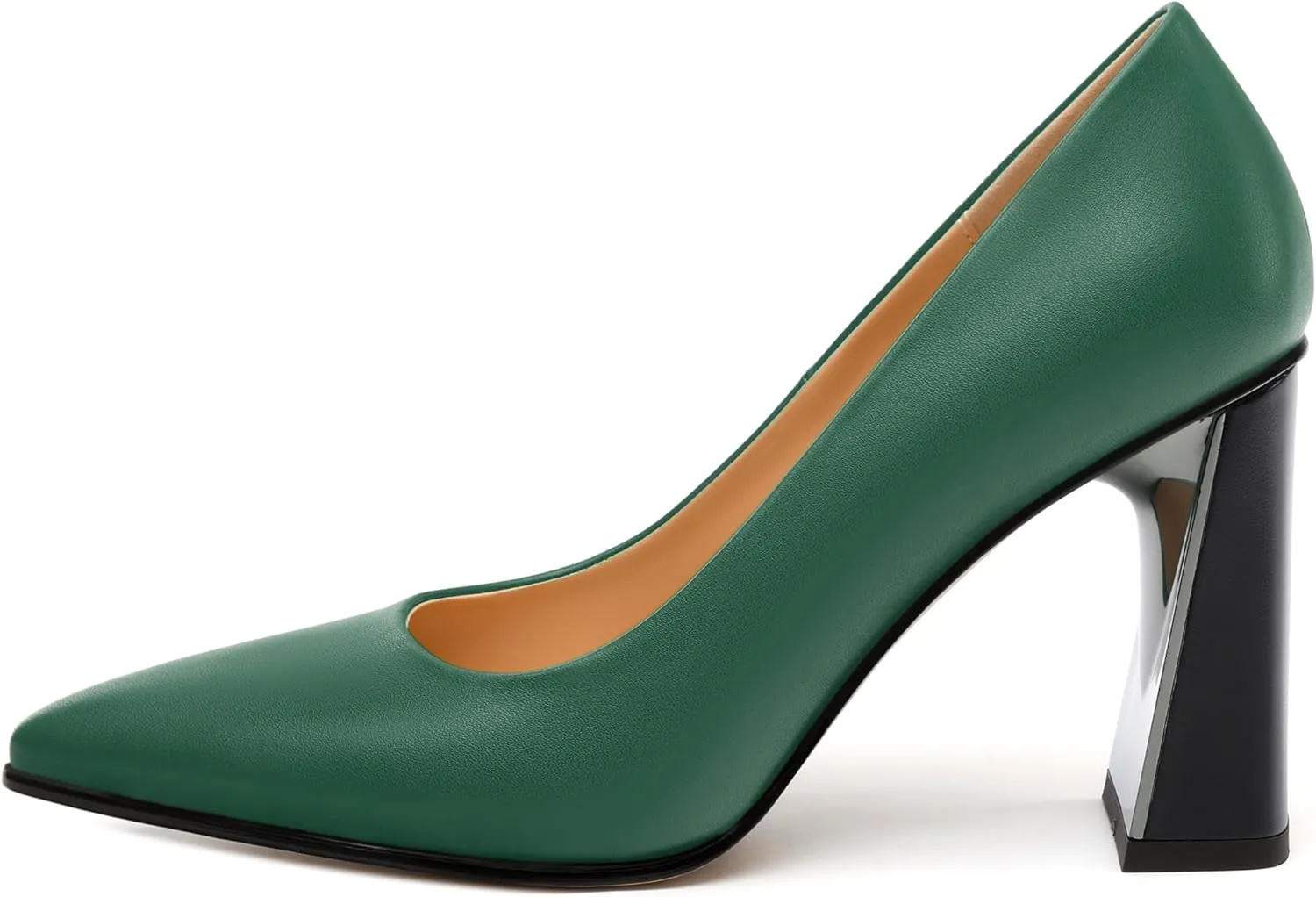 Womens Pumps, Pointed Closed Toe High Heels, Slip On Fashion Chunky Heel Work Dress Office Wedding Party Shoes