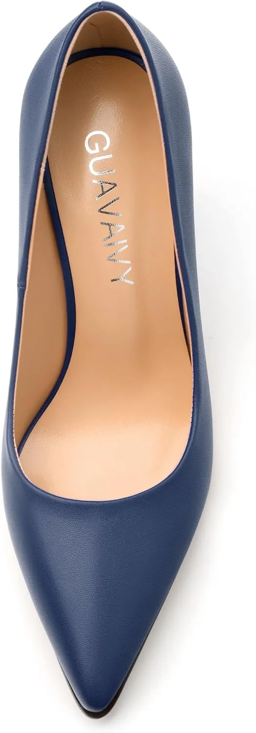 Womens Pumps, Pointed Closed Toe High Heels, Slip On Fashion Chunky Heel Work Dress Office Wedding Party Shoes
