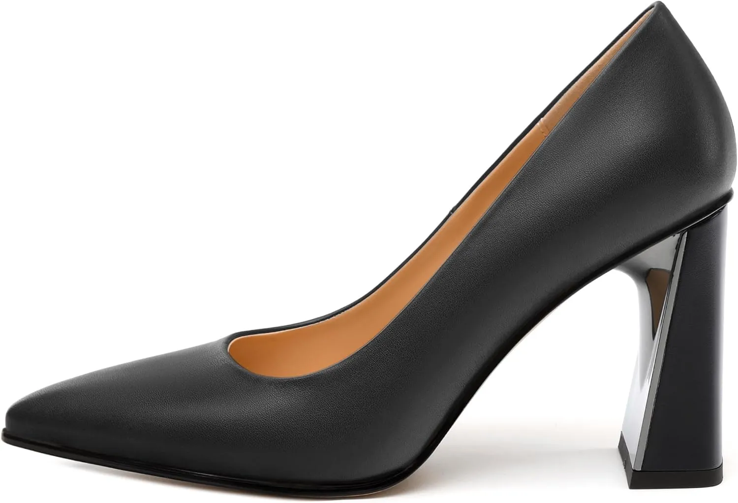 Womens Pumps, Pointed Closed Toe High Heels, Slip On Fashion Chunky Heel Work Dress Office Wedding Party Shoes