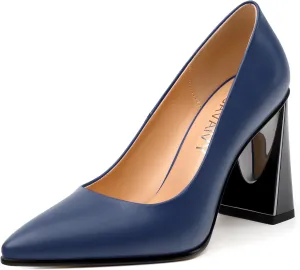 Womens Pumps, Pointed Closed Toe High Heels, Slip On Fashion Chunky Heel Work Dress Office Wedding Party Shoes