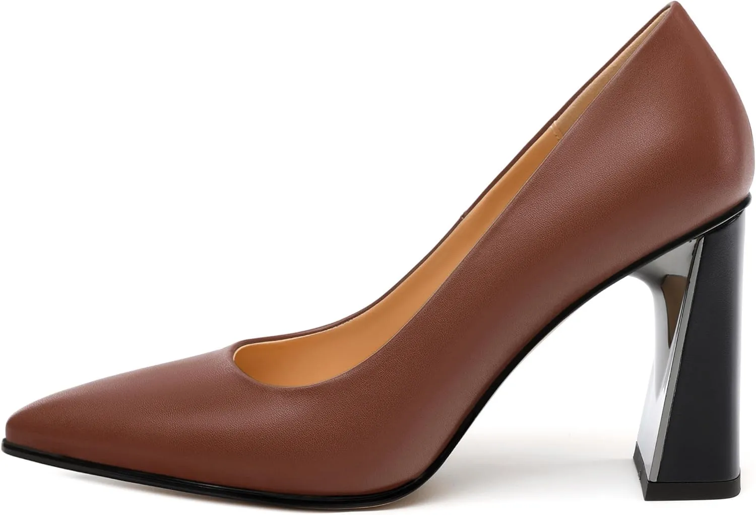 Womens Pumps, Pointed Closed Toe High Heels, Slip On Fashion Chunky Heel Work Dress Office Wedding Party Shoes