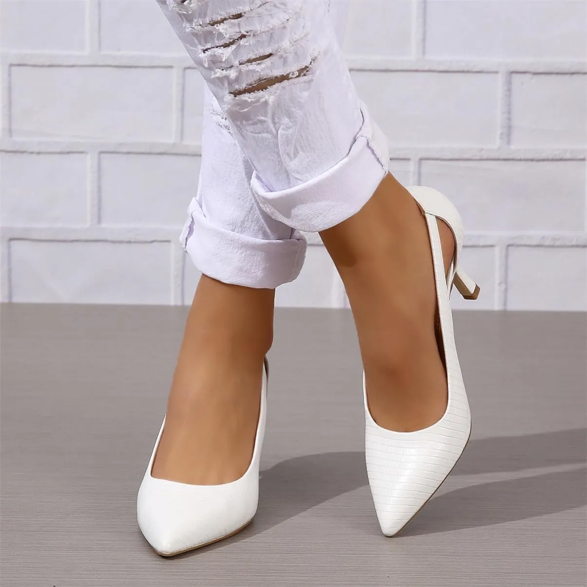 Women's Pumps Pointed Toe Pump Shoes Kitten Heel Comfort Cut Out Dress Shoes for Office Wedding Party Dressy Casual, US Size 5-11