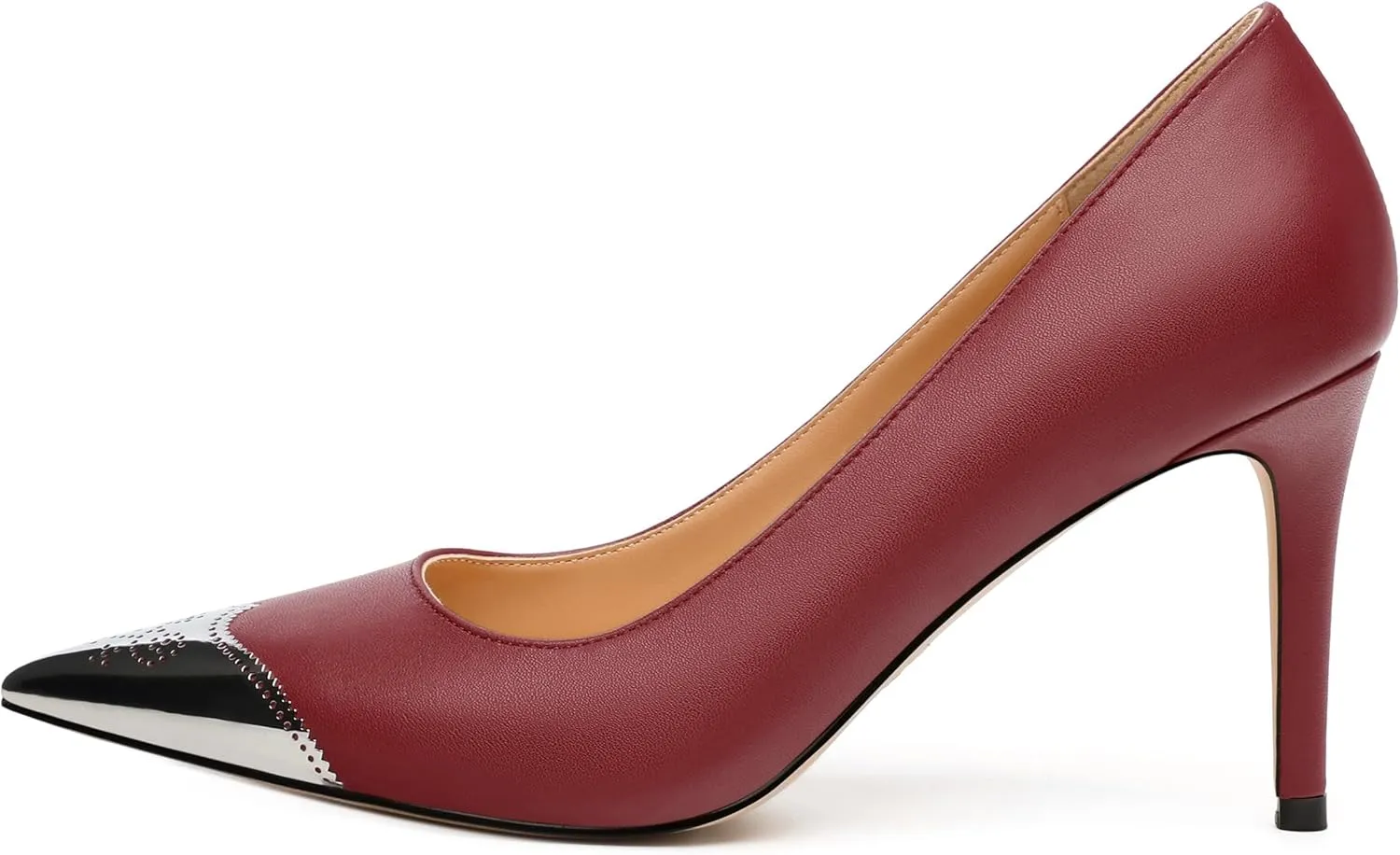 Women's Pumps, Pointed Toe Stiletto High Heels, Slip On Fashion Two Toned Patchwork Pump for Women