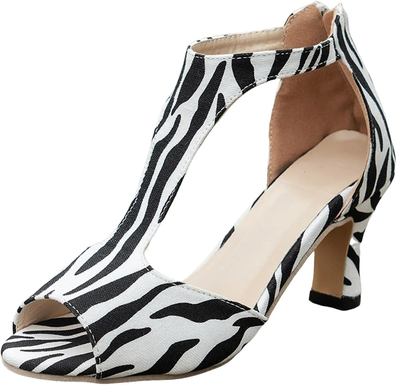 Womens Sandals Comfortable High Heels Dressy Sandals with Ankle Strap Back Zipper