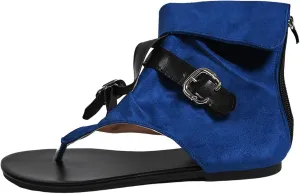 Womens Sandals Gladiator Casual Fringe Flat Sandals Booties Clip Toe Denim Retro Thong Flip Flops Comfort Roman Shoes