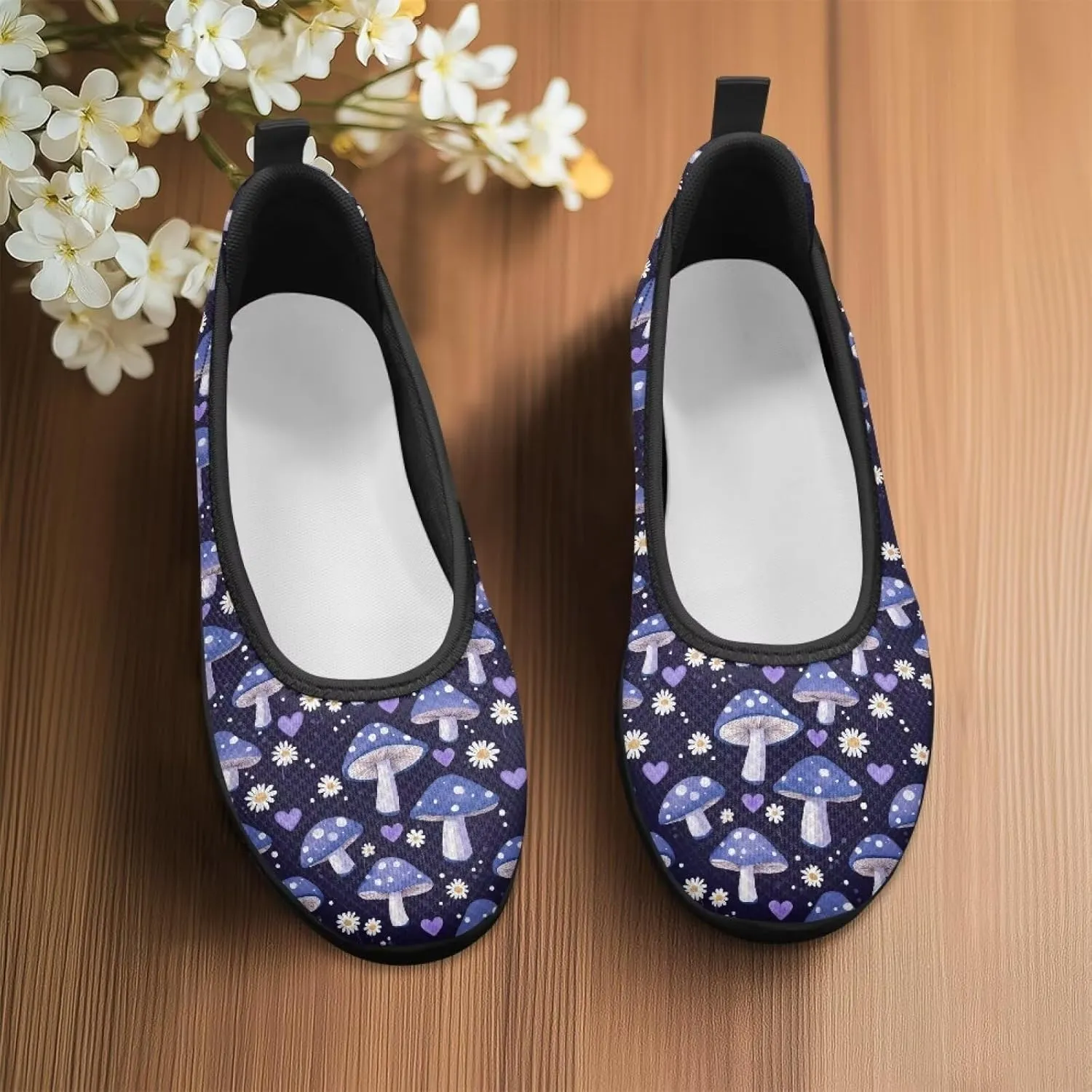 Women's Slip on Loafer Shoes Mesh Casual Ballet Flat Walking Sneakers Knit Round Toe Casual Shoes