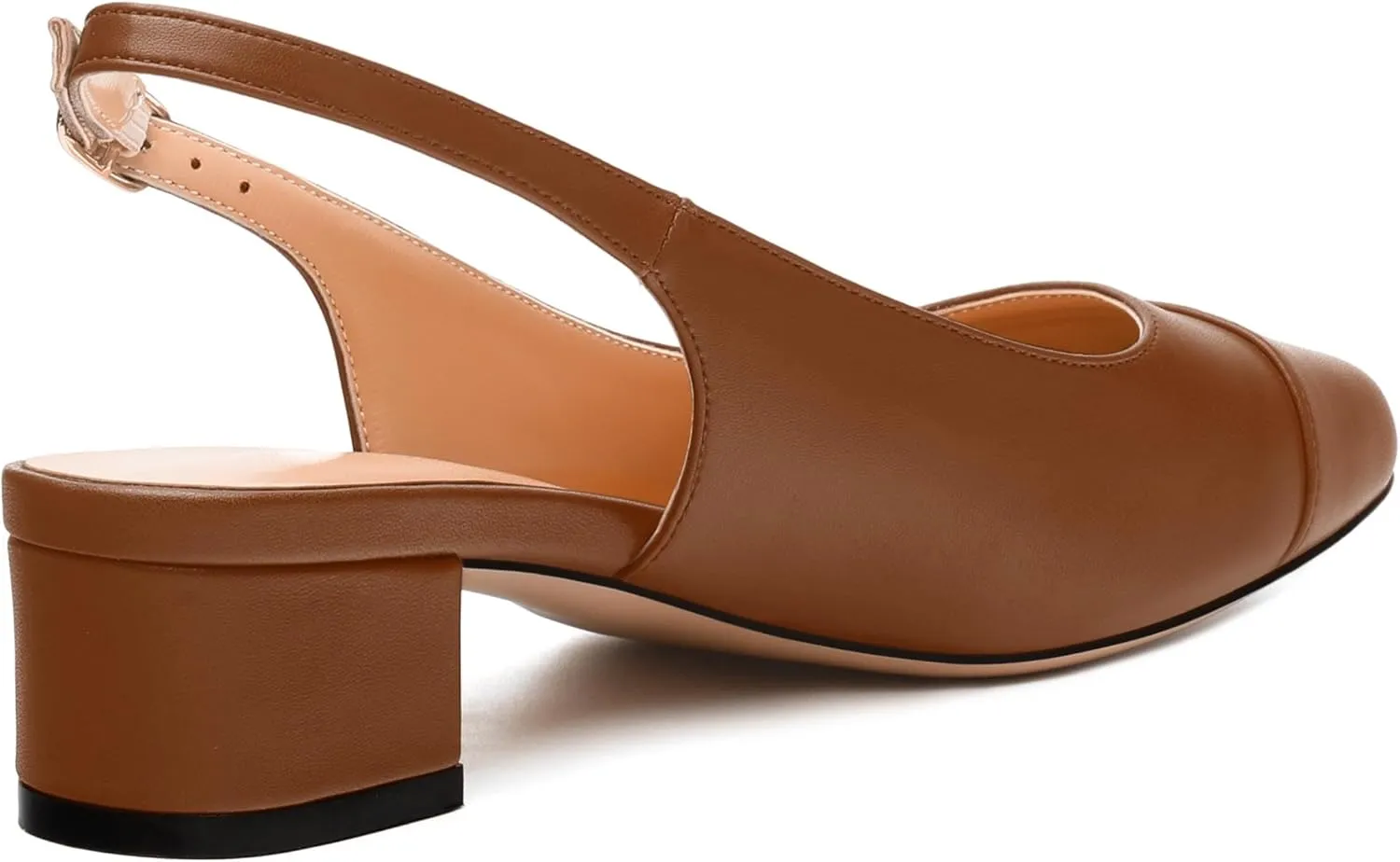 Womens Sqaure Toe Block Heel Slingback Pumps