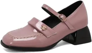 Women's Square Toe Mary Jane Square Heel Pumps