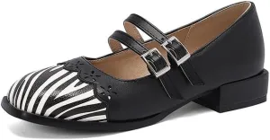 Women's Square Toe Mary Jane Square Heel Pumps