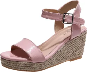 Women's Wedge Sandals Platform Espadrilles Sandals Elasitc Ankle Strap Open Toe High Heels, Casual Summer Walking Wedges Breathable Comfort Wear Shoes