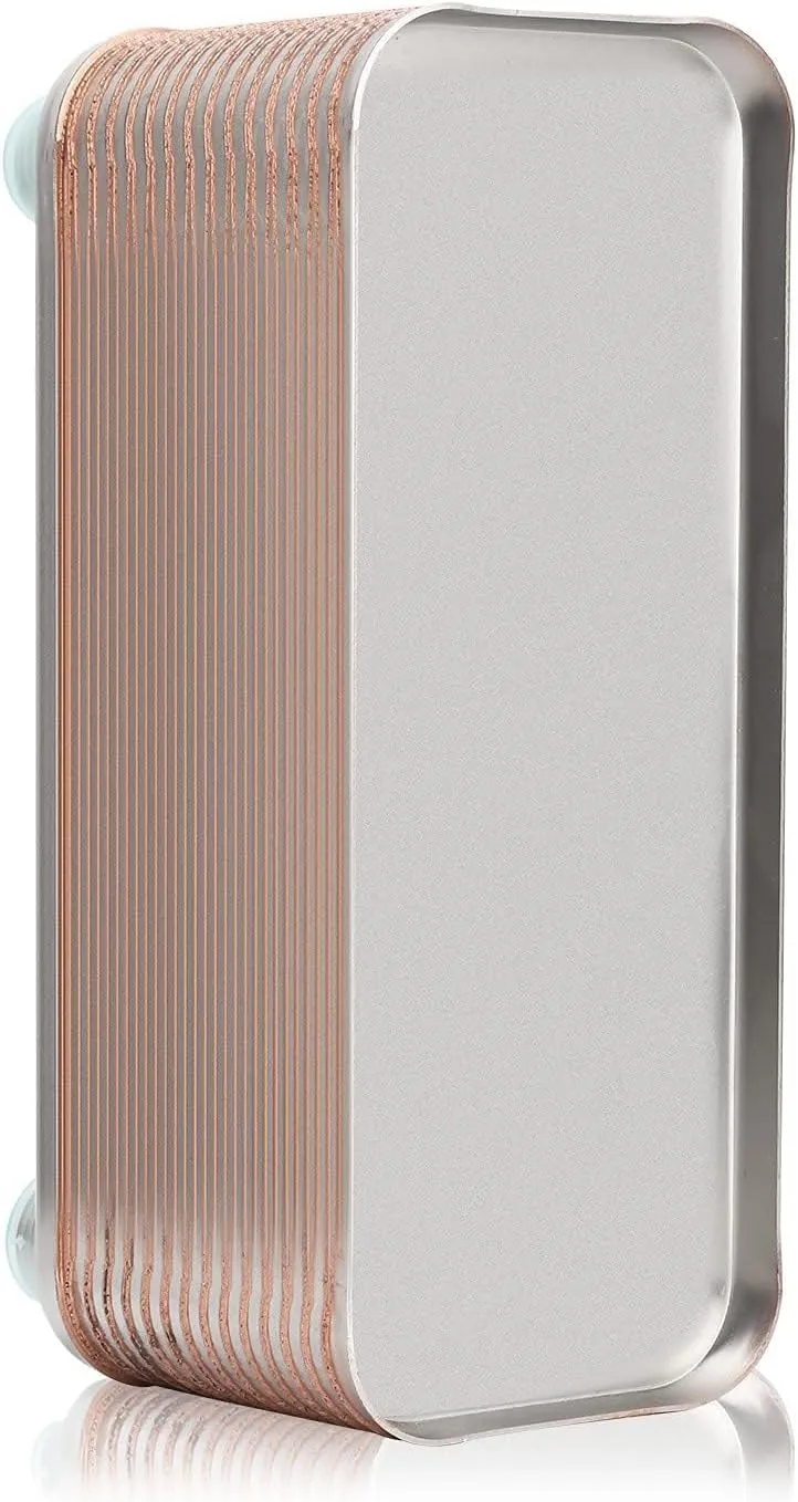 Wort Chiller 30 Plates, Brazed Plate Copper Heat Exchanger for Homebrew, Stainless Steel 7.5" x 2.9" Plate, 1/2 NPT Thread Connection Hot Liquid Accelerated Cooler Quick Beer Cooling System