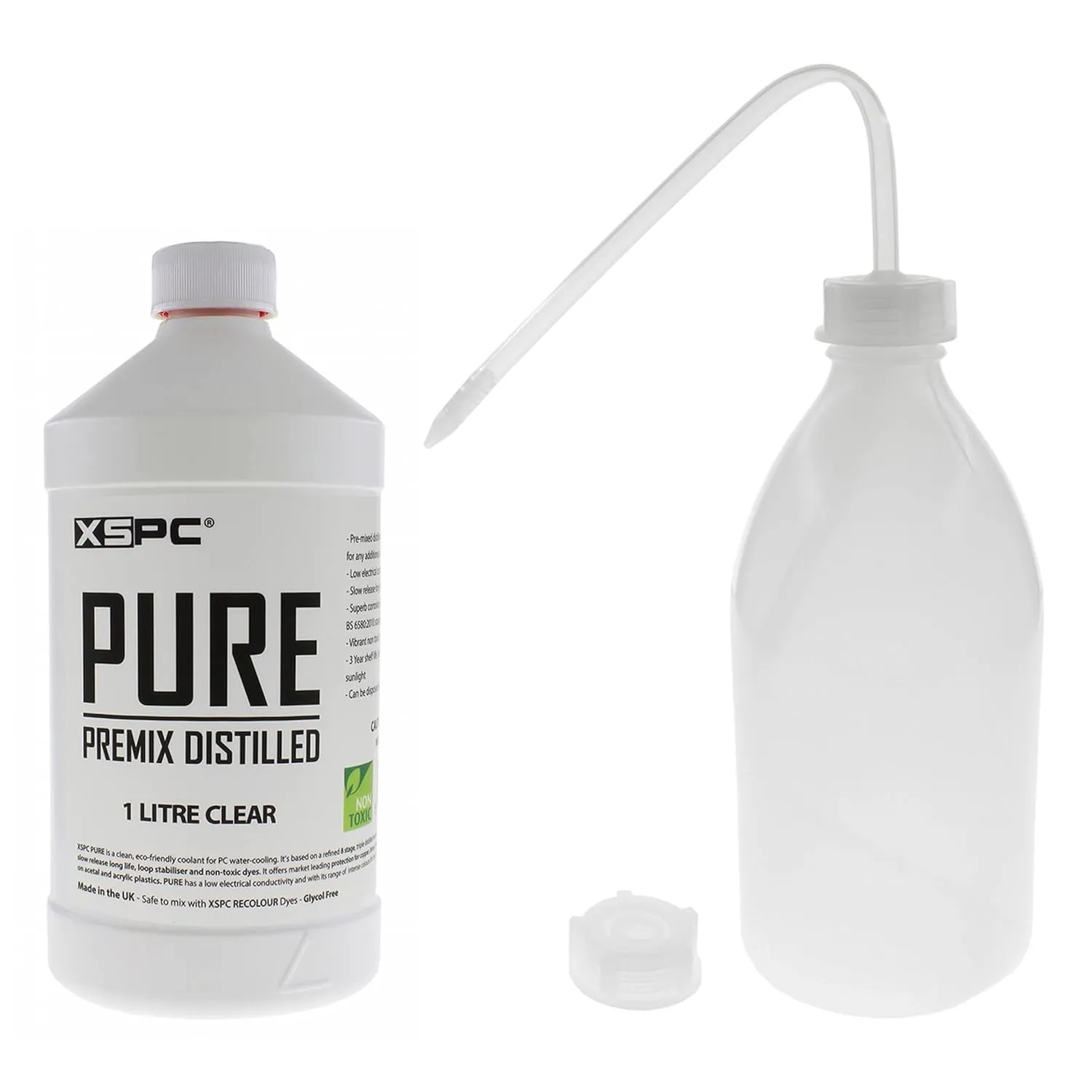 XSPC Pure Premix Distilled PC Coolant (1000mL) and Filling Bottle Bundle, Clear