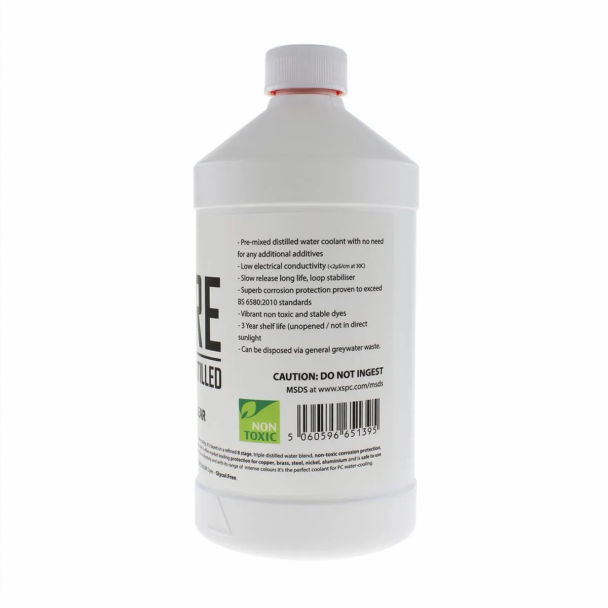 XSPC Pure Premix Distilled PC Coolant (1000mL) with Filling Cap/Straw Bundle, Clear
