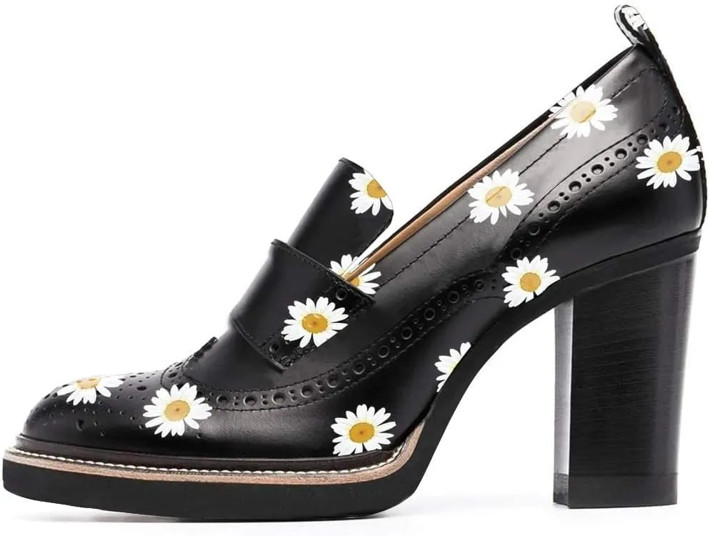 YDN Women Chunky High Heels Round Toe Oxford Loafer Size Color Material Customize Available Shoe Size 4-15 US